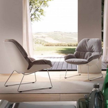 Lot de 2 fauteuils en polypropylène blanc et coussin gris bouleau doux Viadurini