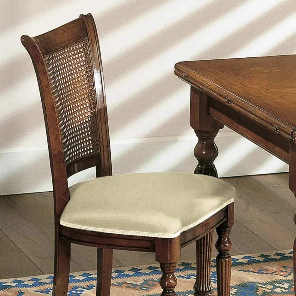 Ensemble de 2 chaises en noyer et tissu avec pieds tournés, fabriquées en Italie - Biotite Viadurini