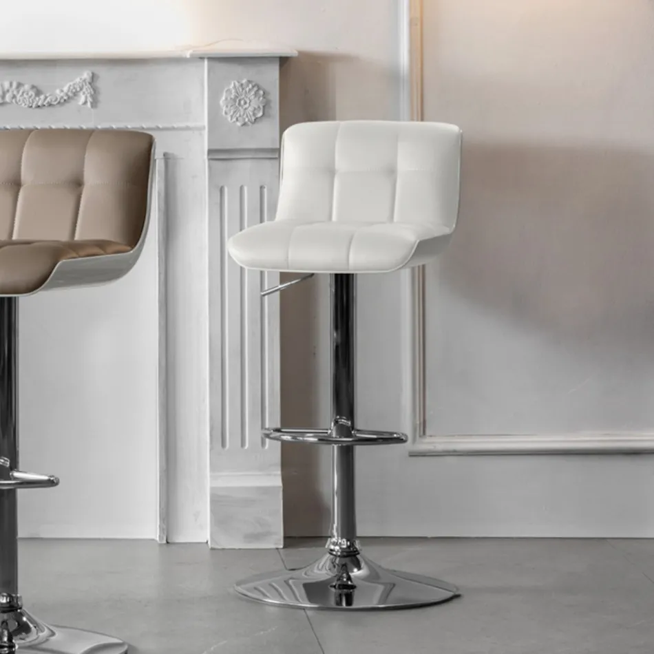 Ensemble de 2 tabourets rembourrés design Ida, hauteur réglable Viadurini