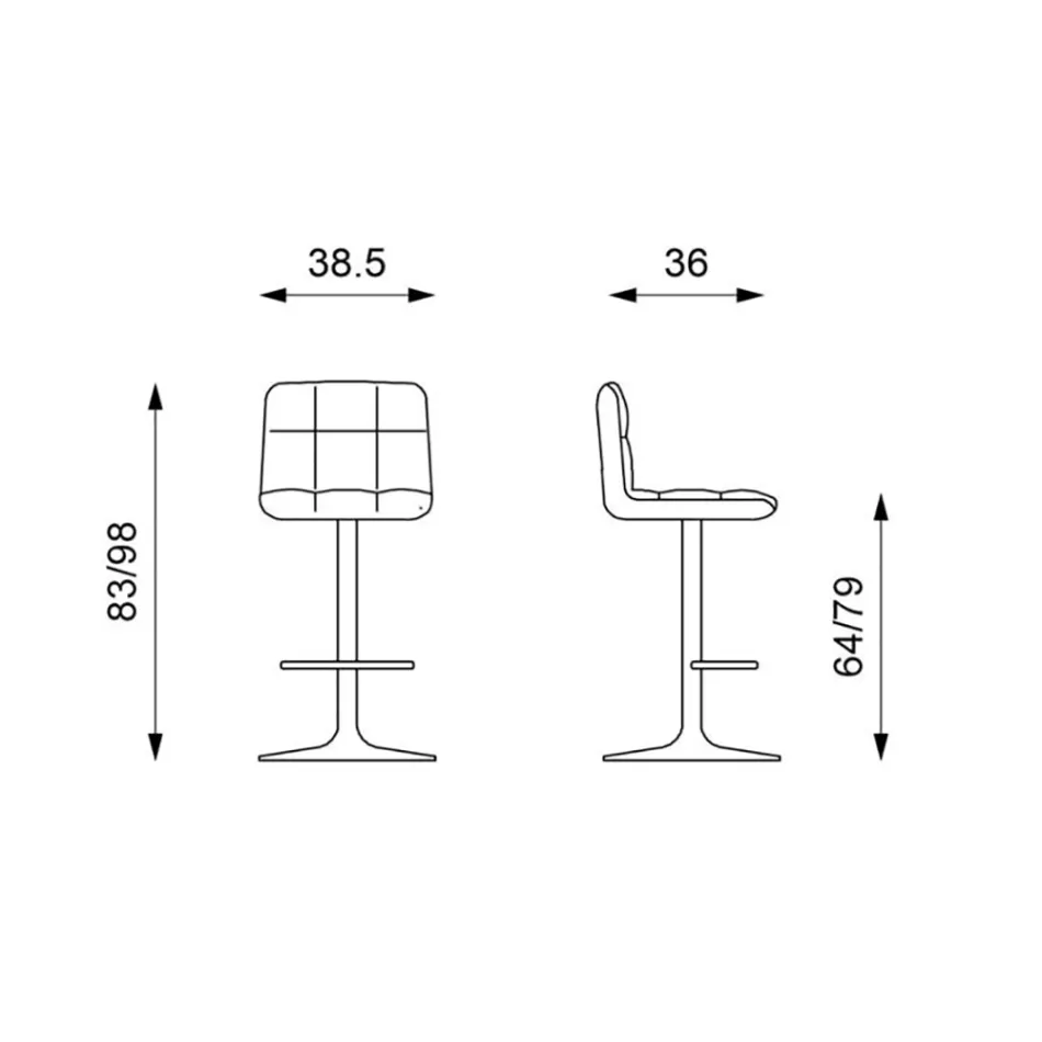 Ensemble de 2 tabourets rembourrés design Ida, hauteur réglable Viadurini
