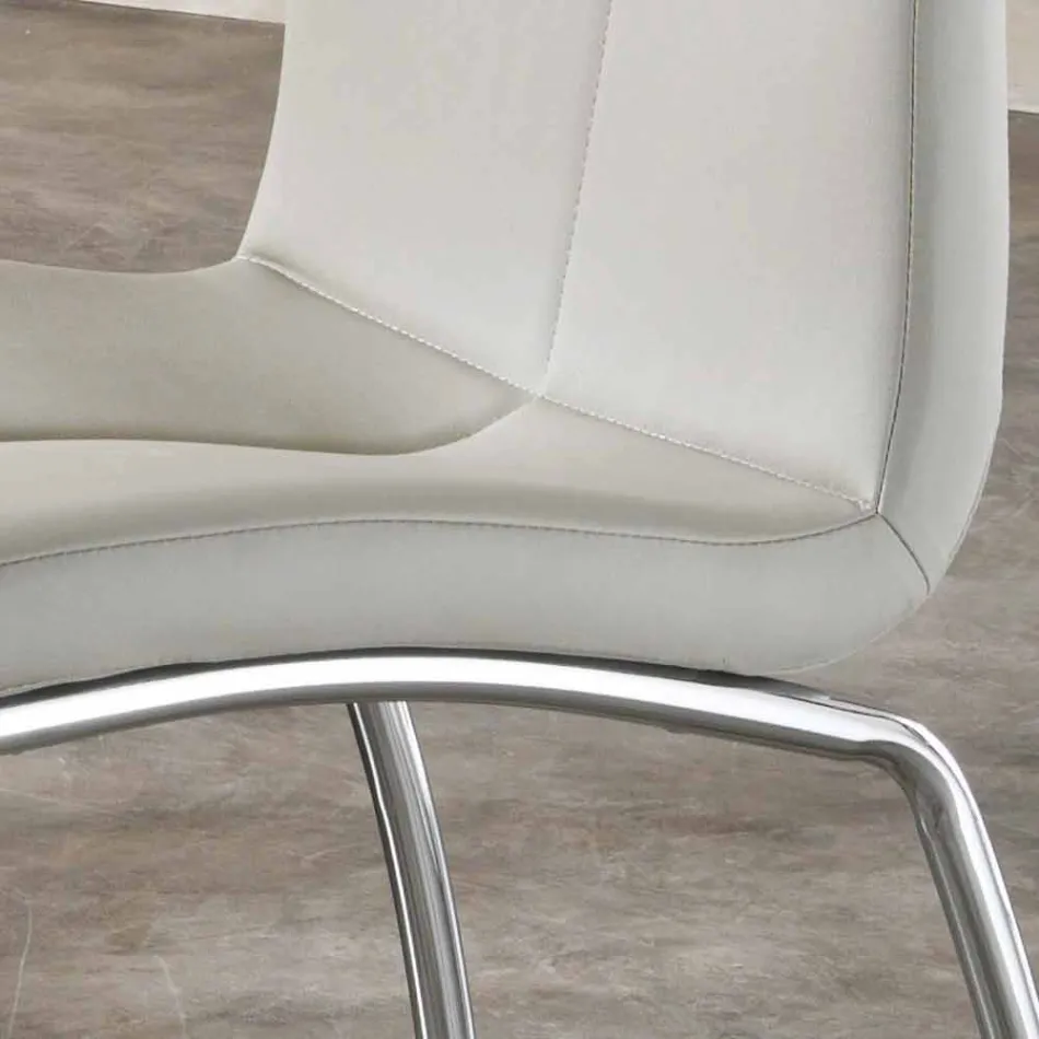 Septembre 4 chaises en cuir design faux et chrome moderne métal Alba Viadurini