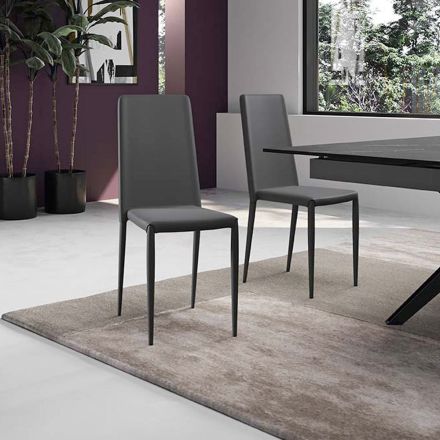 Ensemble de 4 chaises modernes en similicuir blanc, gris ou gris tourterelle - Dora Viadurini