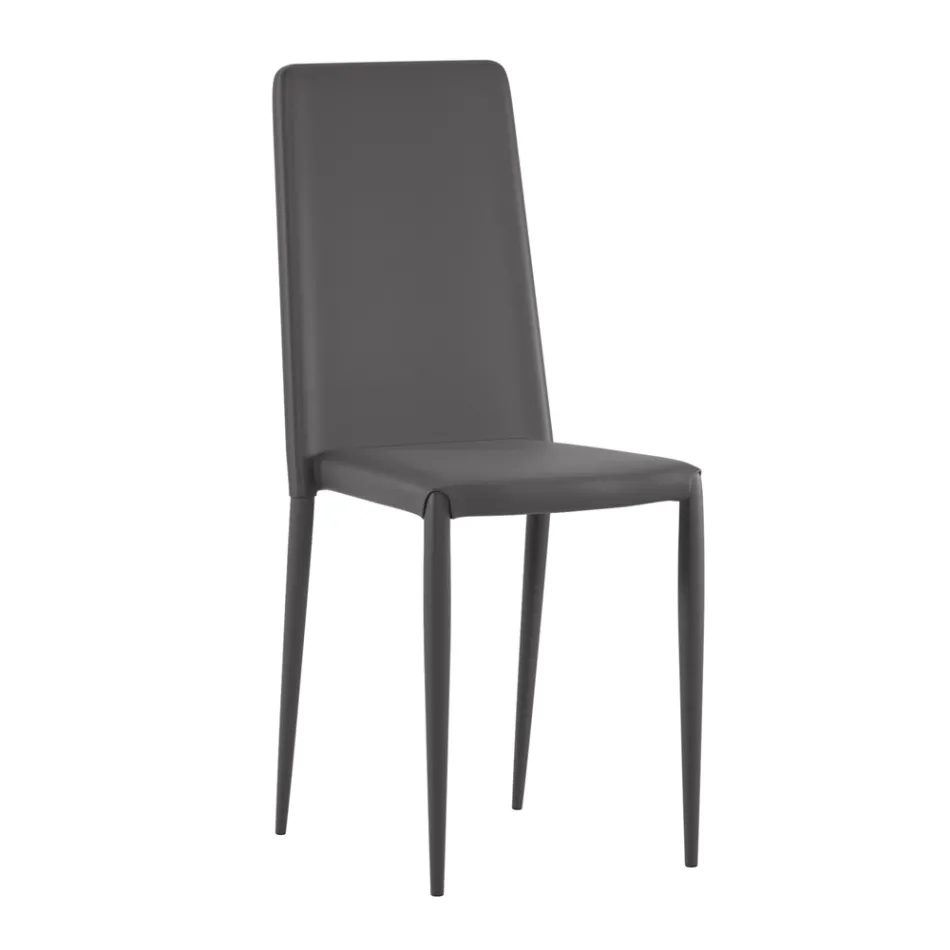 Ensemble de 4 chaises modernes en similicuir blanc, gris ou gris tourterelle - Dora Viadurini
