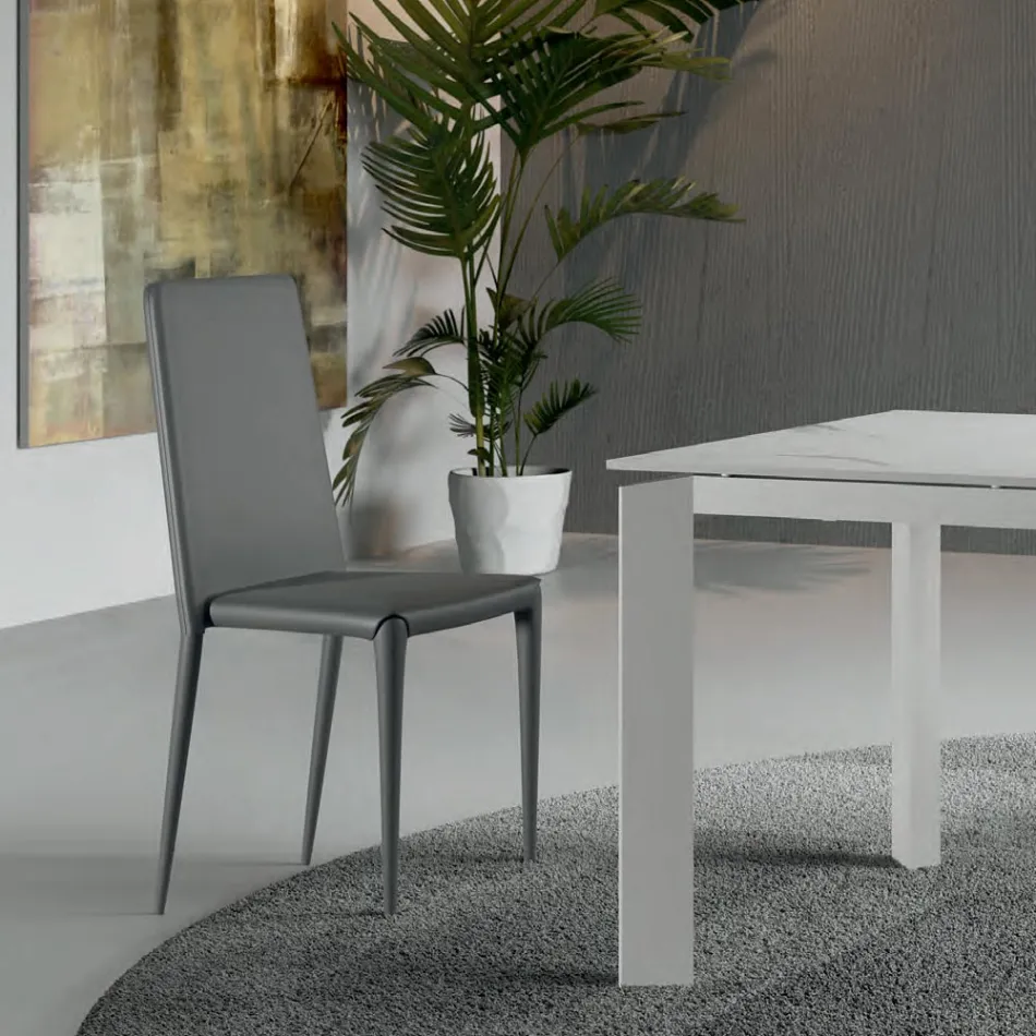 Ensemble de 4 chaises modernes en similicuir blanc, gris ou gris tourterelle - Dora Viadurini