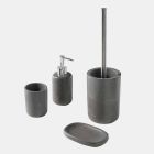 Ensemble d'accessoires de salle de bain en résine grise - Pailette Viadurini