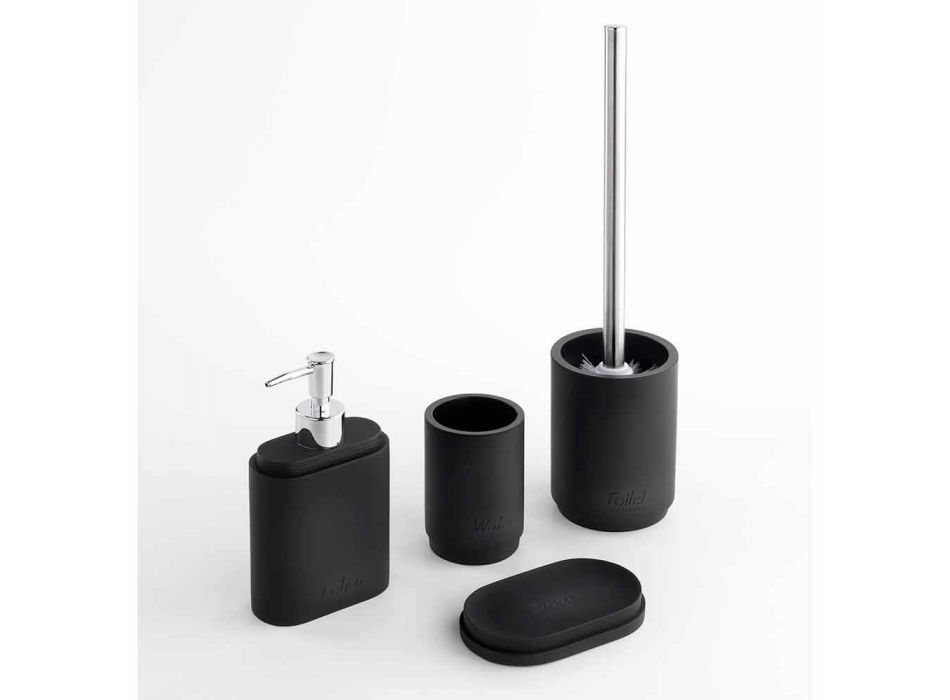 Ensemble d'accessoires de salle de bain sur pied en résine noir mat - Paréo Viadurini