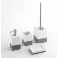 Ensemble d'accessoires de salle de bain design en résine blanche et grise - Saeda