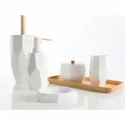 Ensemble d'accessoires de salle de bain design en bois et résine Rivalba Viadurini