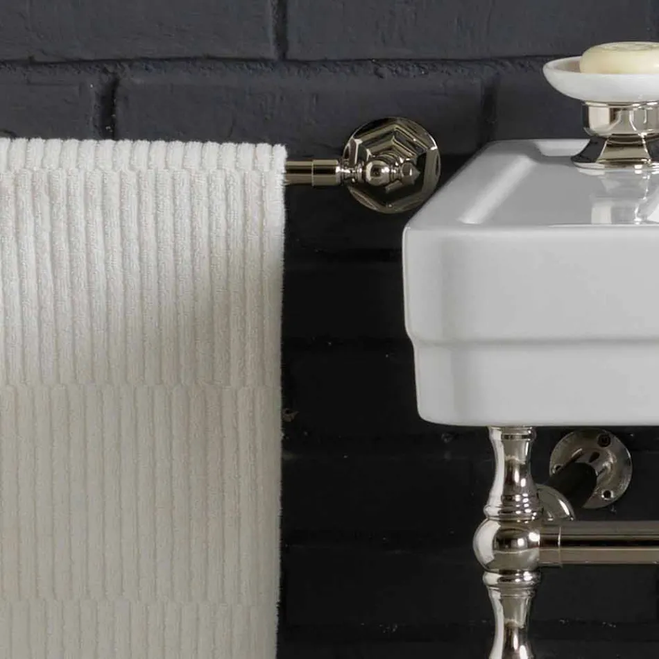 Ensemble de bain avec double console en céramique blanche de la structure linéaire Viadurini