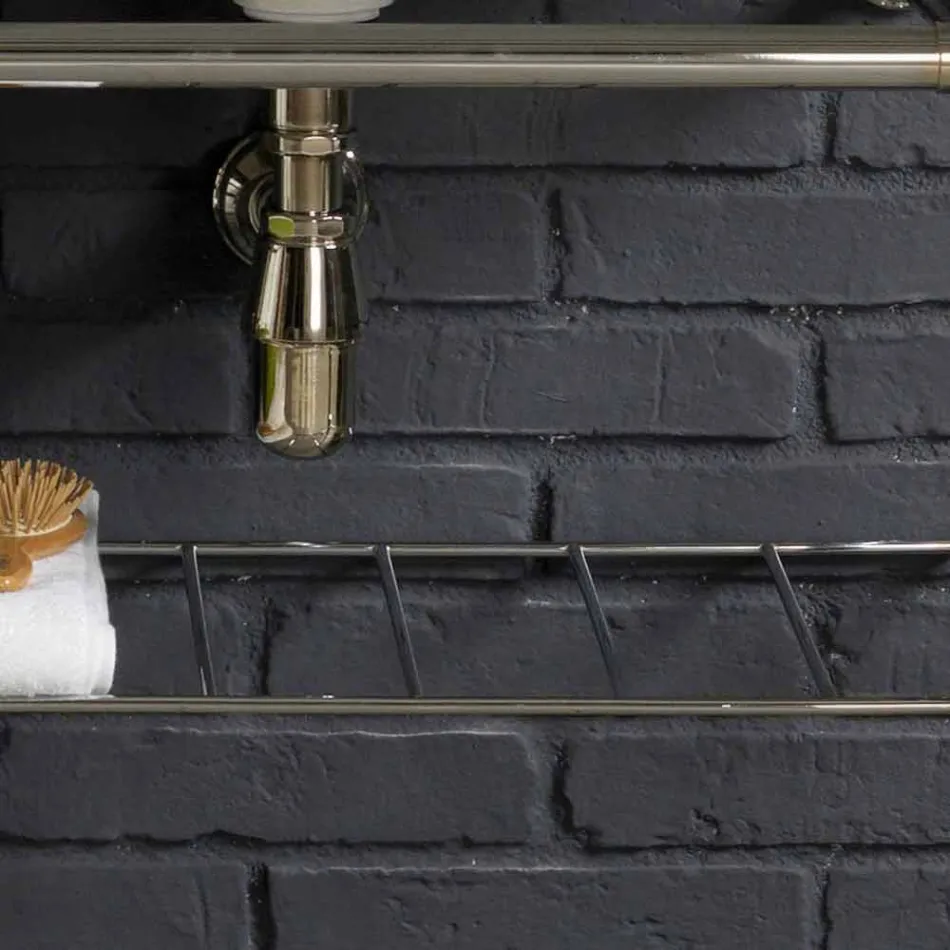 Ensemble de bain avec double console en céramique blanche de la structure linéaire Viadurini