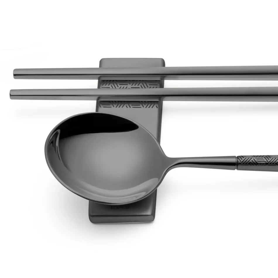 Ensemble composé d'une cuillère à fruits, de baguettes et d'un repose-couverts avec origami - Osaka Viadurini