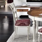 Ensemble de 4 chaises en bois blanc brossé et tissu, fabriquées en Italie - Alite Viadurini