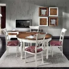 Ensemble de 4 chaises en bois blanc brossé et tissu, fabriquées en Italie - Alite Viadurini