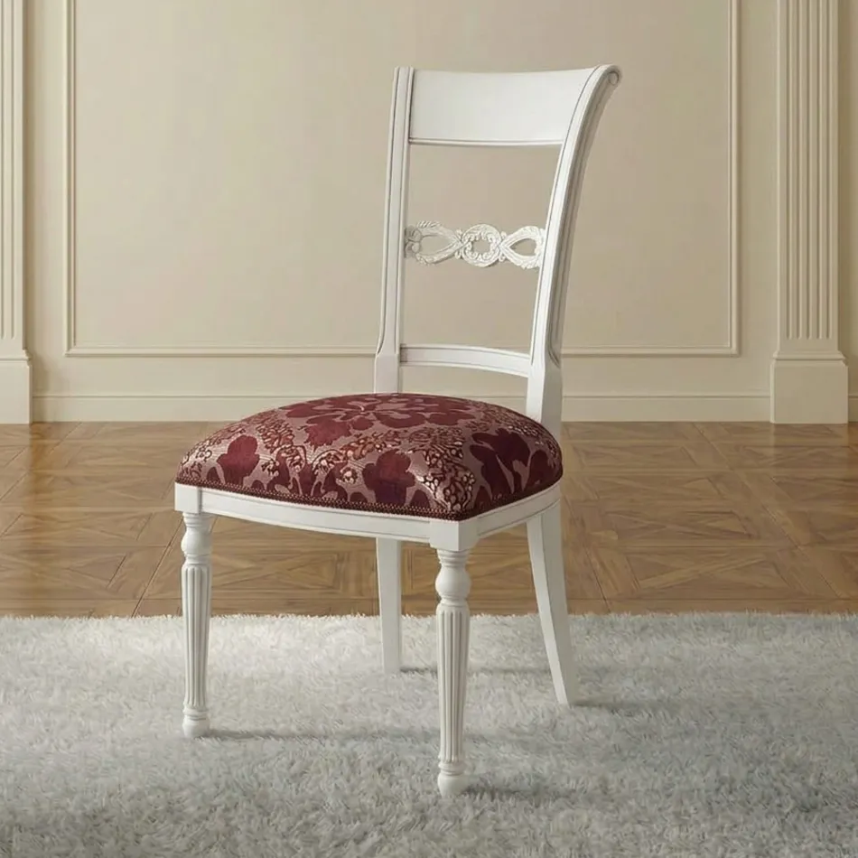 Ensemble de 4 chaises en bois blanc brossé et tissu, fabriquées en Italie - Alite Viadurini