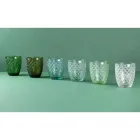 Coffret de 12 Verres 325 ml en Pâte de Verre Colorée - Castello Viadurini