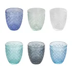 Coffret de 12 Verres 325 ml en Pâte de Verre Colorée - Castello Viadurini