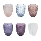 Coffret de 12 Verres 325 ml en Pâte de Verre Colorée - Castello Viadurini