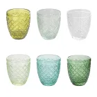 Coffret de 12 Verres 325 ml en Pâte de Verre Colorée - Castello Viadurini