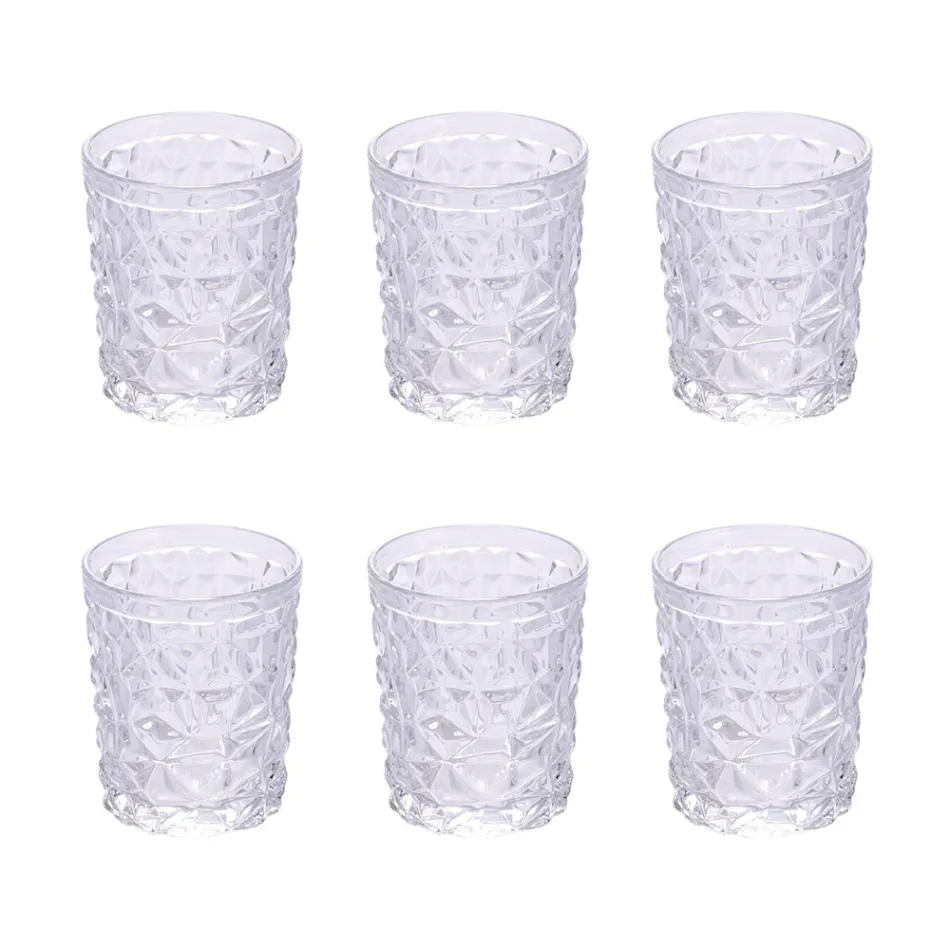 Set de 12 Verres à Eau 300 ml en Verre Décoré - Tasse Viadurini