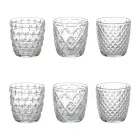 Lot de 12 verres à eau 325 ml avec différentes décorations en verre - Astuces Viadurini