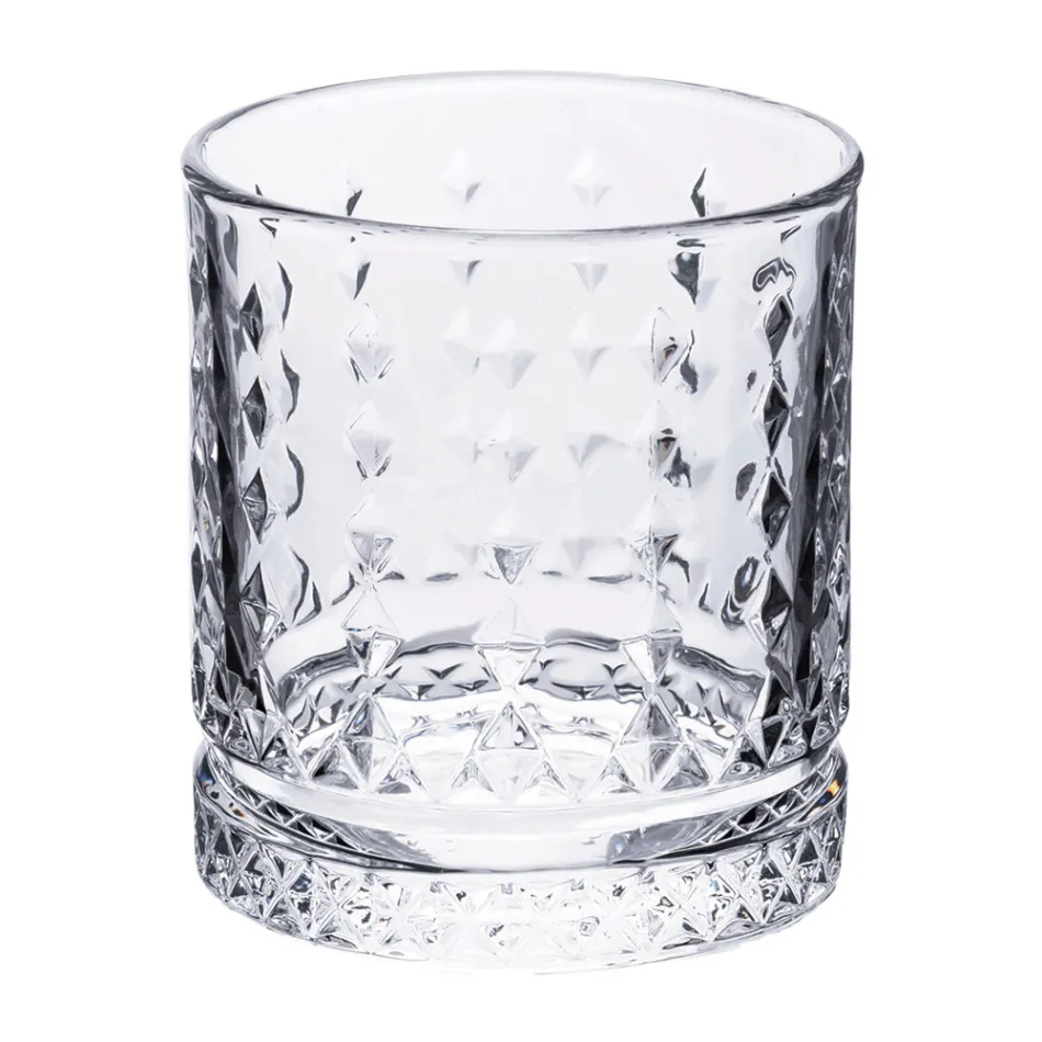 Set de 12 Verres à Eau 400 ml en Verre avec Décorations Diamants - Wisky Viadurini