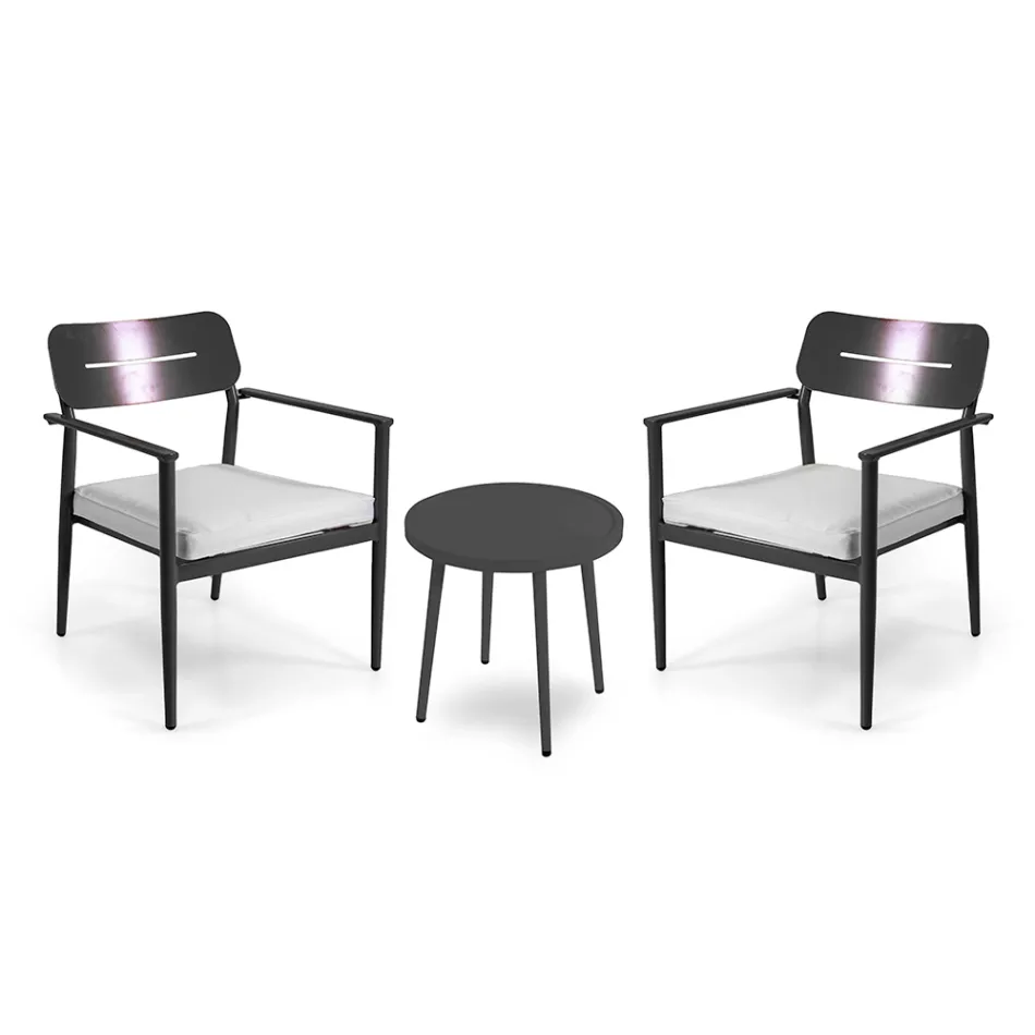 Lot de 2 fauteuils avec table en aluminium dans différentes finitions - Souvenir Viadurini