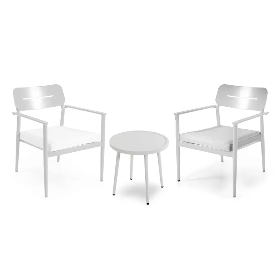 Lot de 2 fauteuils avec table en aluminium dans différentes finitions - Souvenir Viadurini