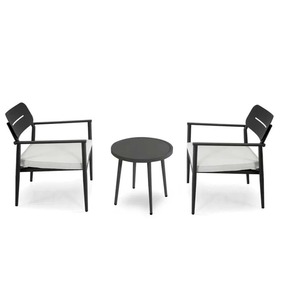 Lot de 2 fauteuils avec table en aluminium dans différentes finitions - Souvenir Viadurini