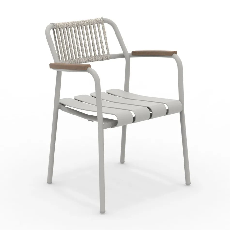 Lot de 2 fauteuils de jardin en aluminium avec dossier en corde - Resplendent Viadurini