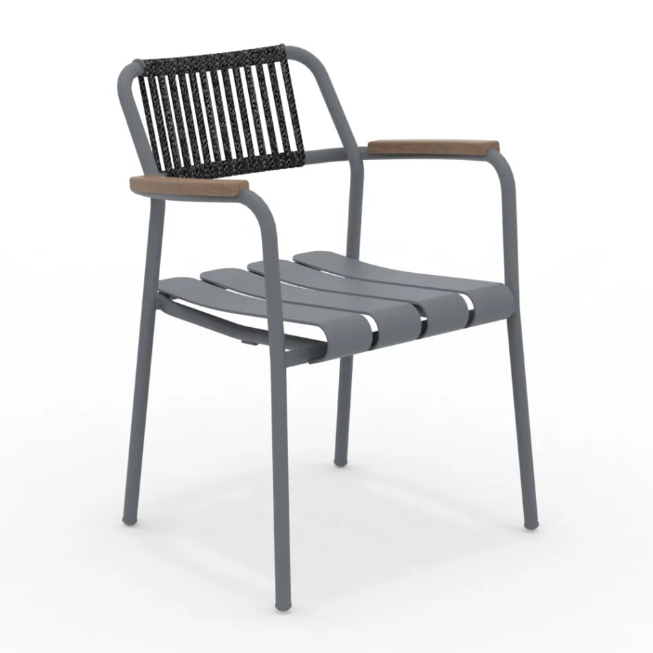 Lot de 2 fauteuils de jardin en aluminium avec dossier en corde - Resplendent Viadurini