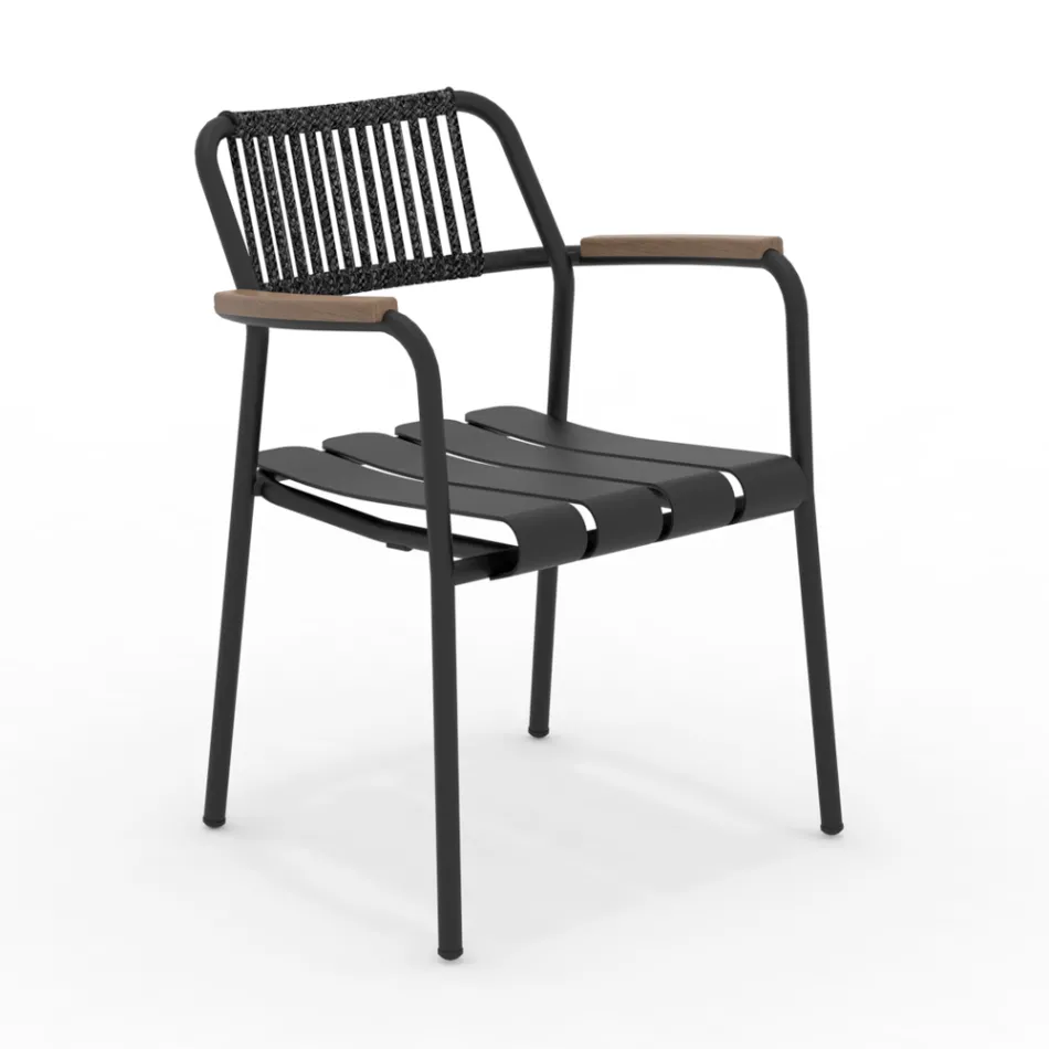 Lot de 2 fauteuils de jardin en aluminium avec dossier en corde - Resplendent Viadurini