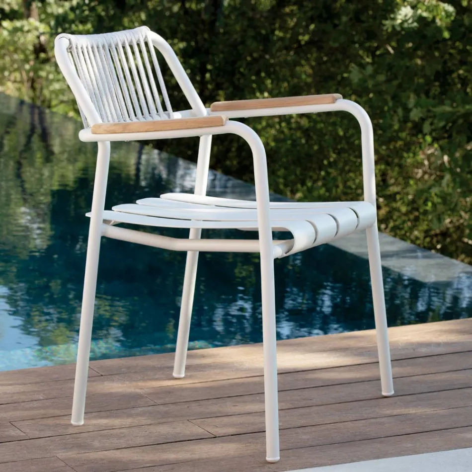 Lot de 2 fauteuils de jardin en aluminium avec dossier en corde - Resplendent Viadurini