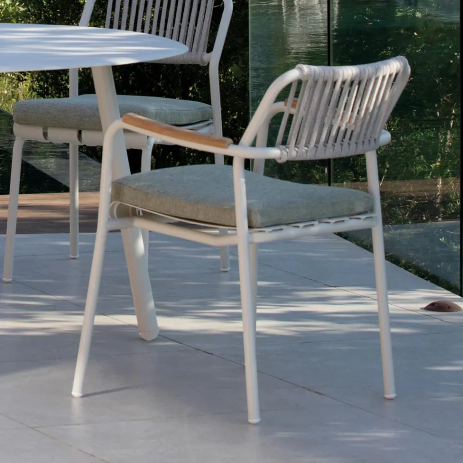 Lot de 2 fauteuils de jardin en aluminium avec dossier en corde - Resplendent Viadurini