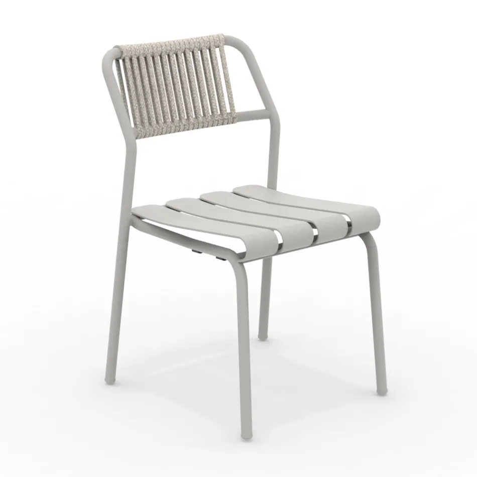 Ensemble de 2 chaises de jardin en aluminium et dossier en corde - Resplendent Viadurini