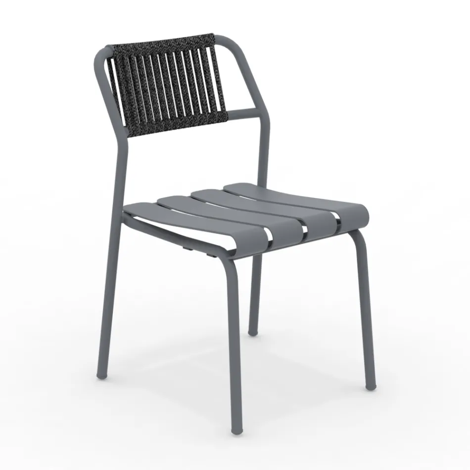 Ensemble de 2 chaises de jardin en aluminium et dossier en corde - Resplendent Viadurini
