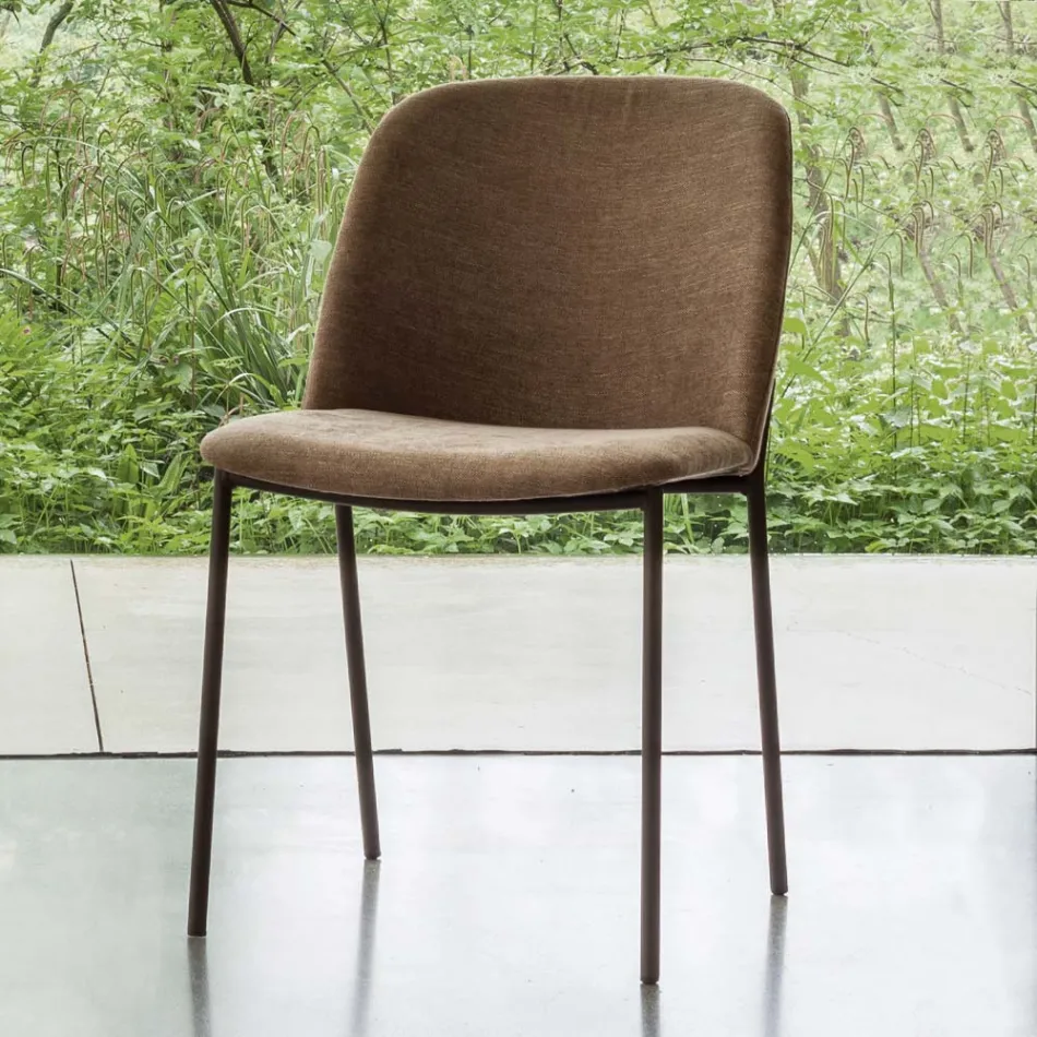 Lot de 2 chaises de salon en tissu et métal Made in Italy - Ivy Viadurini