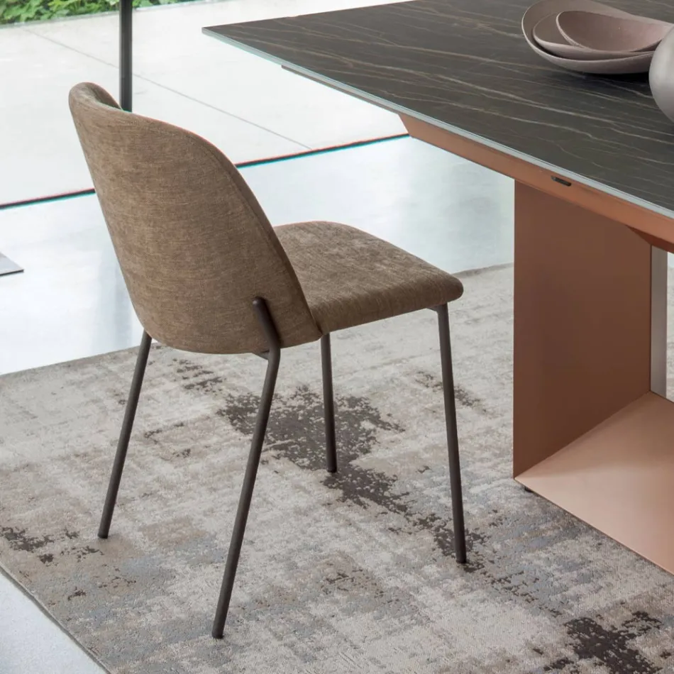 Lot de 2 chaises de salon en tissu et métal Made in Italy - Ivy Viadurini