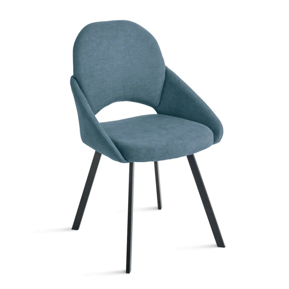 Ensemble de 2 chaises rembourrées en tissu coloré et structure en métal - Damian Viadurini