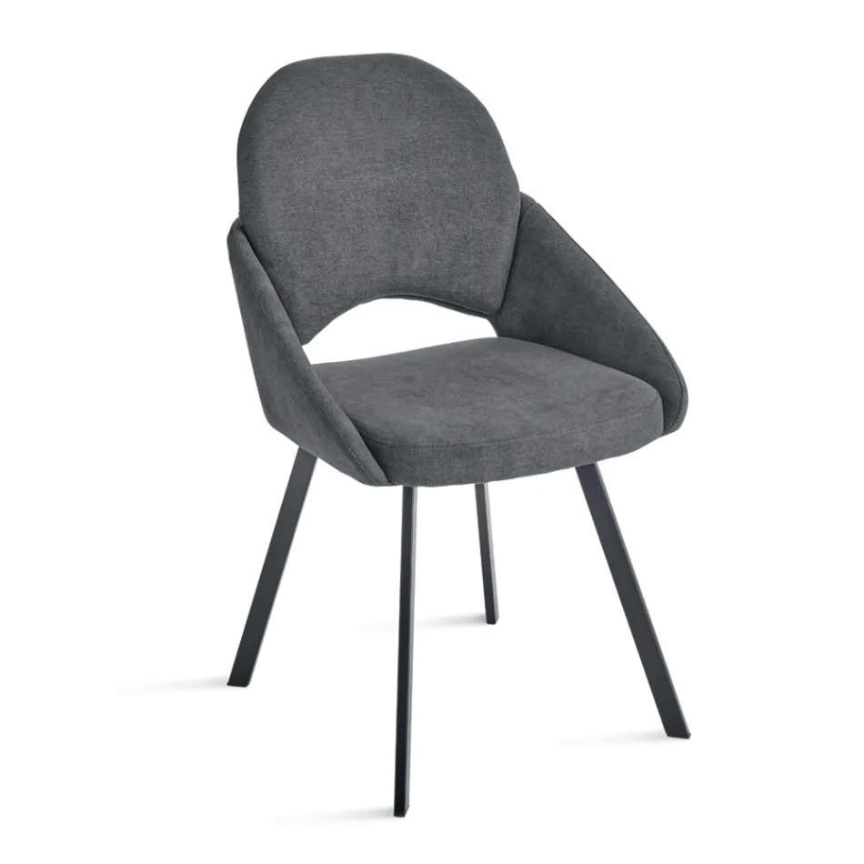 Ensemble de 2 chaises rembourrées en tissu coloré et structure en métal - Damian Viadurini