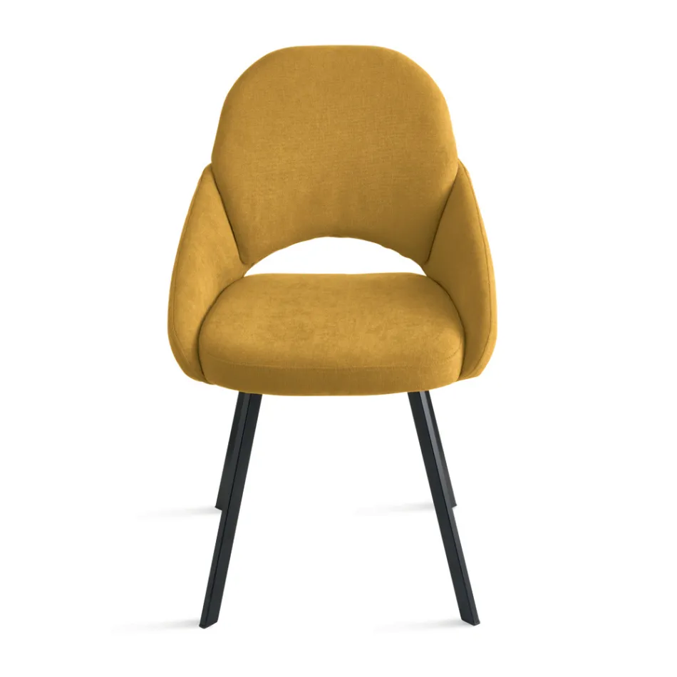 Ensemble de 2 chaises rembourrées en tissu coloré et structure en métal - Damian Viadurini