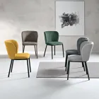 Ensemble de 2 chaises rembourrées en tissu avec structure en métal peint - Leandra Viadurini