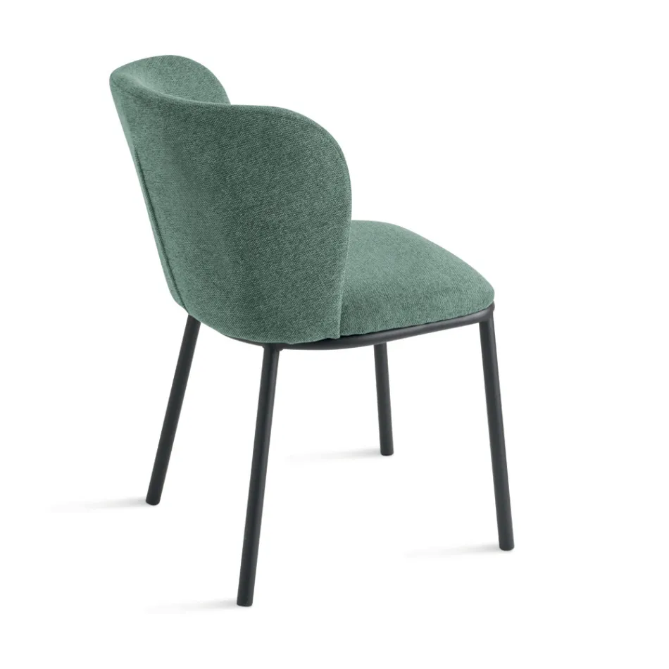 Ensemble de 2 chaises rembourrées en tissu avec structure en métal peint - Leandra Viadurini