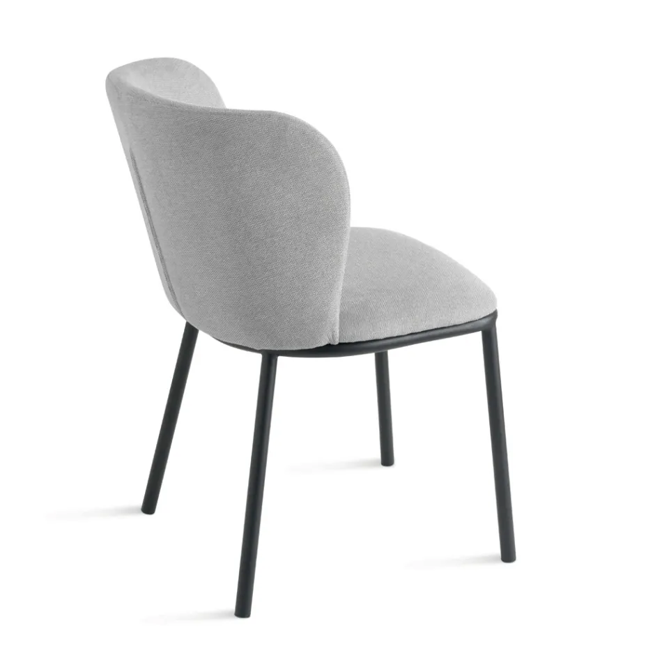 Ensemble de 2 chaises rembourrées en tissu avec structure en métal peint - Leandra Viadurini