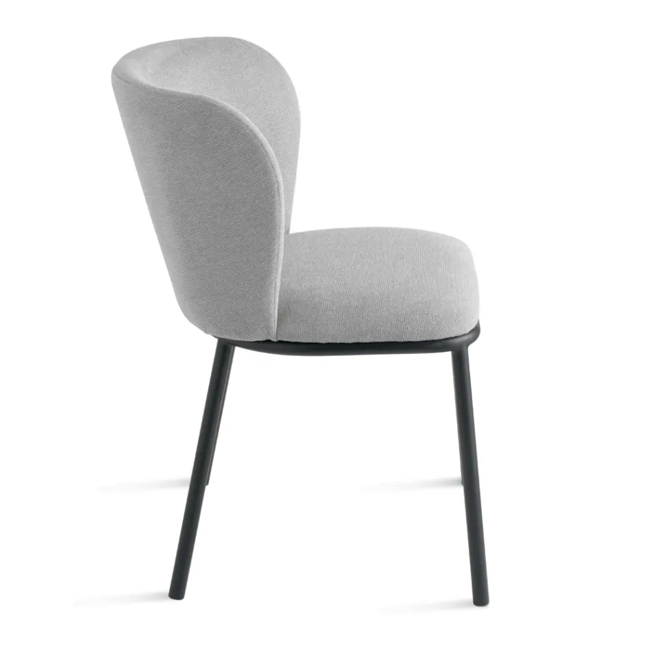 Ensemble de 2 chaises rembourrées en tissu avec structure en métal peint - Leandra Viadurini