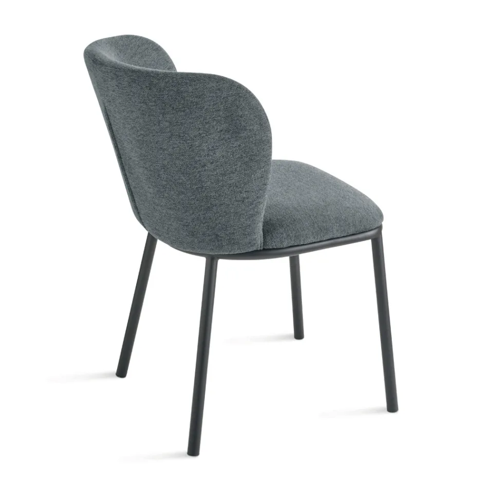 Ensemble de 2 chaises rembourrées en tissu avec structure en métal peint - Leandra Viadurini