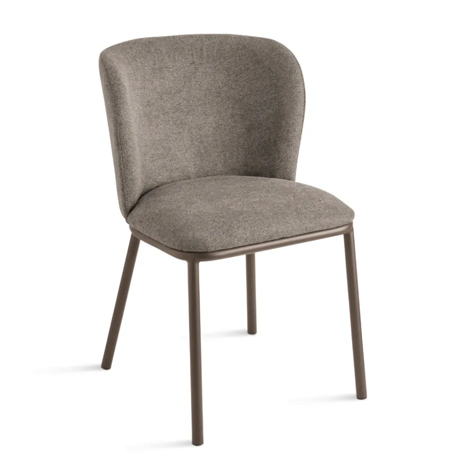 Ensemble de 2 chaises rembourrées en tissu avec structure en métal peint - Leandra Viadurini