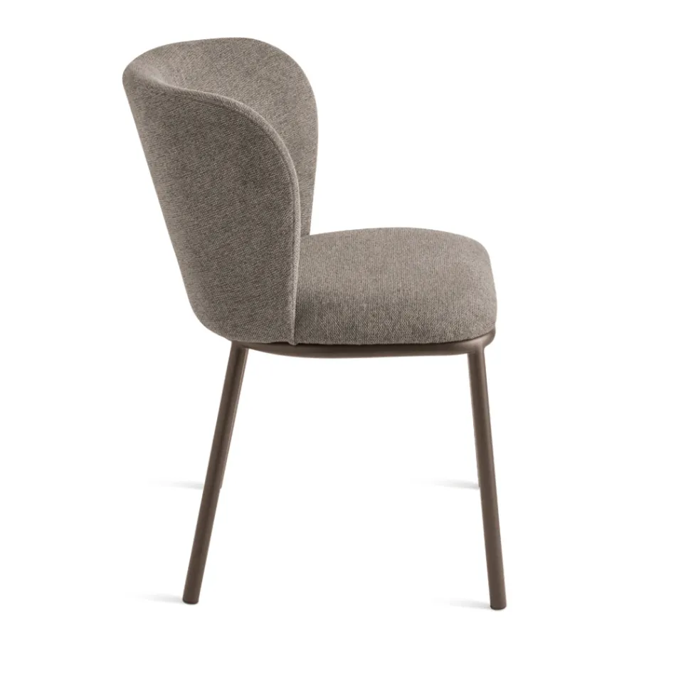 Ensemble de 2 chaises rembourrées en tissu avec structure en métal peint - Leandra Viadurini