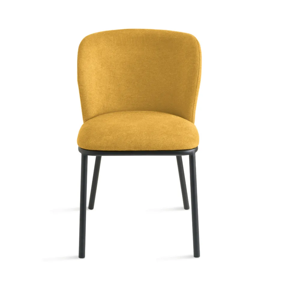 Ensemble de 2 chaises rembourrées en tissu avec structure en métal peint - Leandra Viadurini