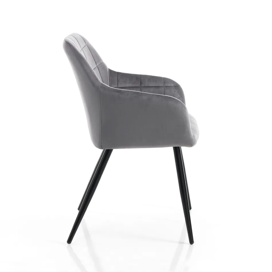 Lot de 2 Chaises en Tissu Effet Velours - Plutonium Viadurini