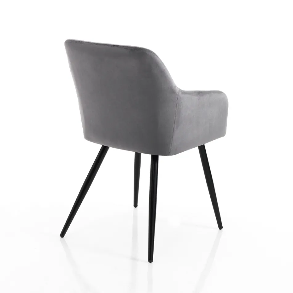 Lot de 2 Chaises en Tissu Effet Velours - Plutonium Viadurini